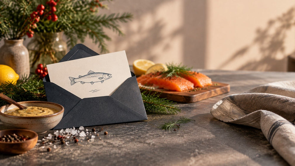 Pahle Lachs mit Senf auf gedecktem Tisch